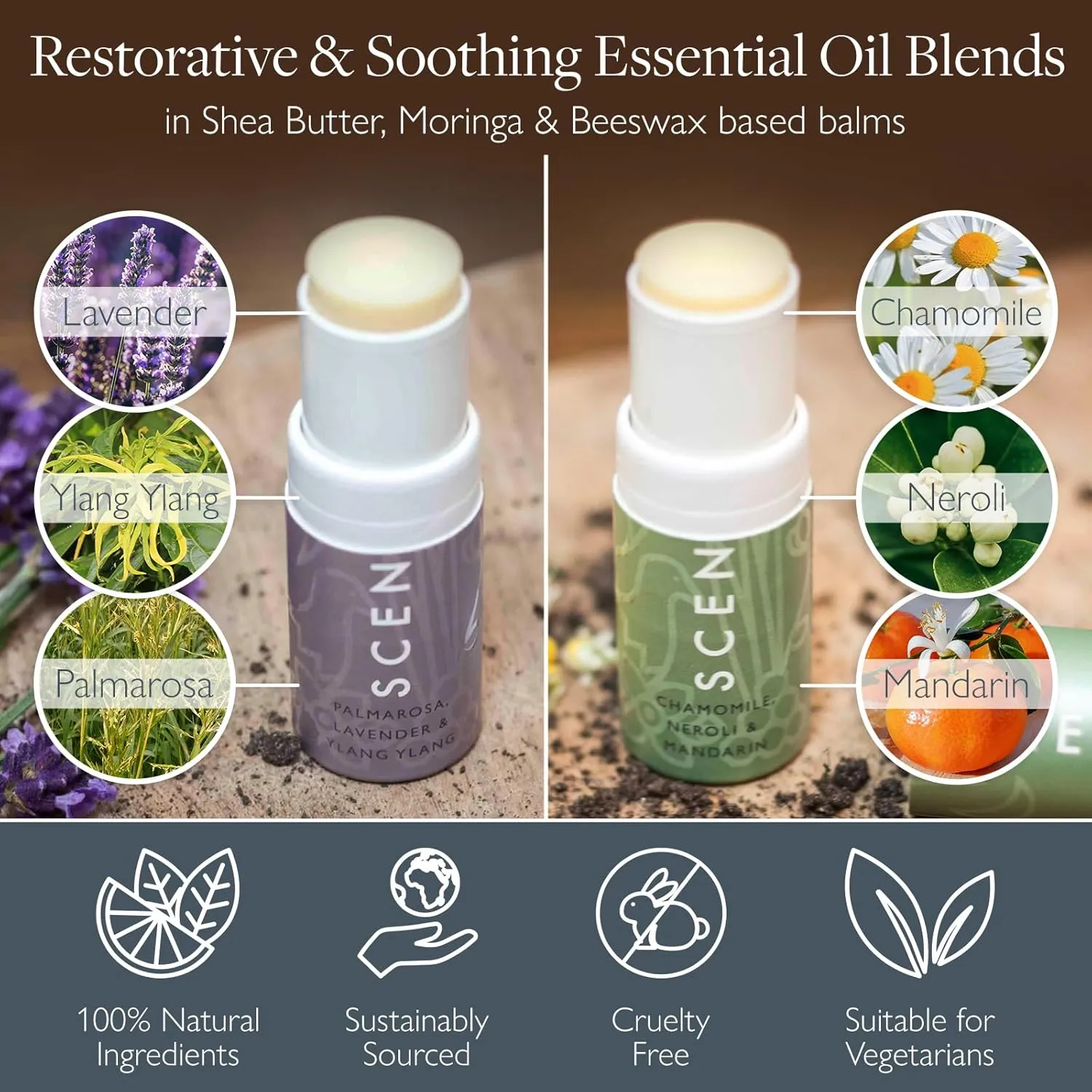 Scentered Aromatherapy Balm Stick Duo for Sleep & Stress-Relief - Roll On Essential Oil Blends of Lavender & Chamomile - Aromatherapy Gifts for Women - Sleep Well & De-Stress