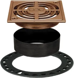 Schluter Kerdi-Drain Grate Kit Contour with Integrated Slope Bonding Flange - Ideal for Bathroom or Wet Rooms - 4" Brushed Copper, Adjustable - KD4GRKAKGB