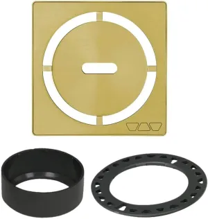 Schluter Kerdi-Drain Grate Kit with Integrated Slope Bonding Flange - Ideal for Bathroom or Wet Rooms - 4" BR Classic Gold Pure, Adjustable - KDIF4GRKEBCGD8
