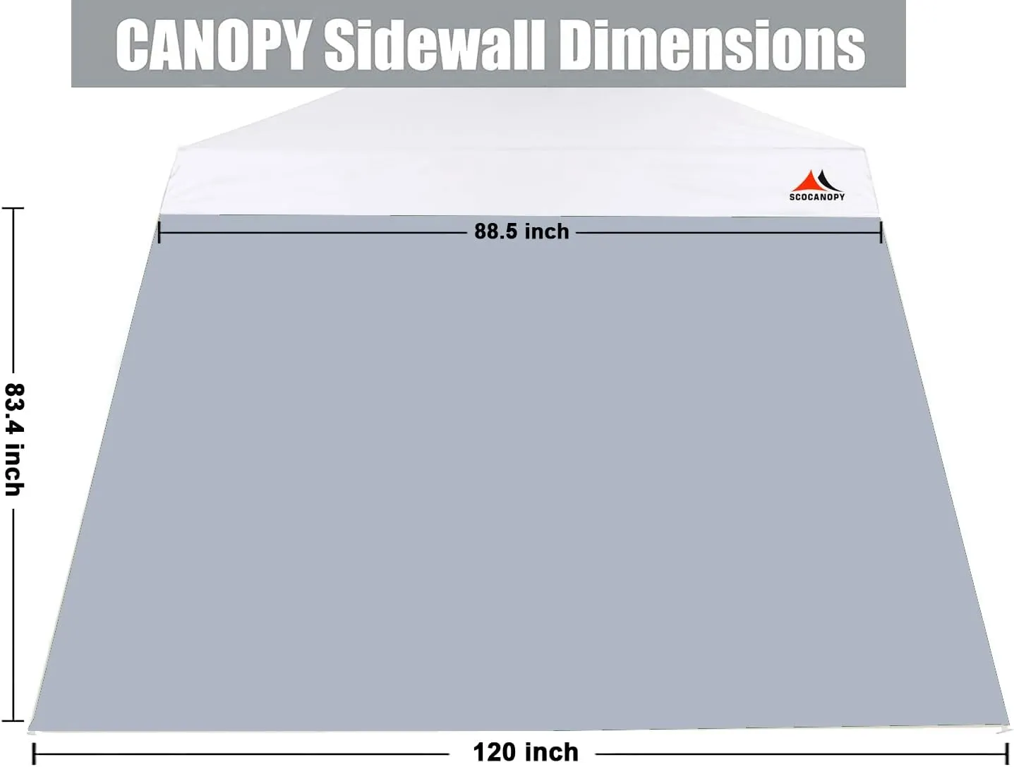 SCOCANOPY SideWall for 10x10ft Slant Leg Canopy Frame, 3 Pack SunWall Only,Gray