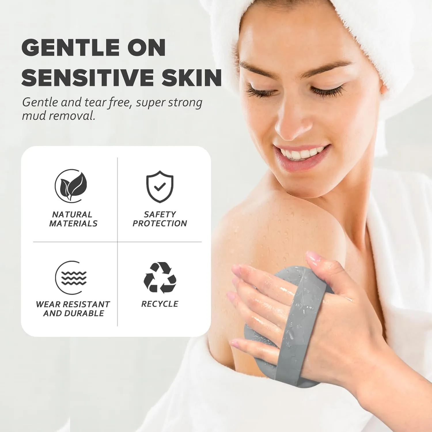SCRUBBIES™ for Body,Food-Grade Soft Silicone, Body Scrubber Shower Brush Handheld Men and Women,Fit Sensitive Skin ，Gentle Exfoliating.2-Pack（Black Standard Size）