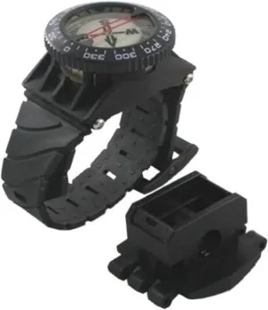 Scuba Choice Deluxe Diving Wrist Compass with Hose Mount, Glowing Dial, 80m Depth Rating, 15” Adjustable Strap, Portable for Underwater Navigation, Reliable & Durable – Black