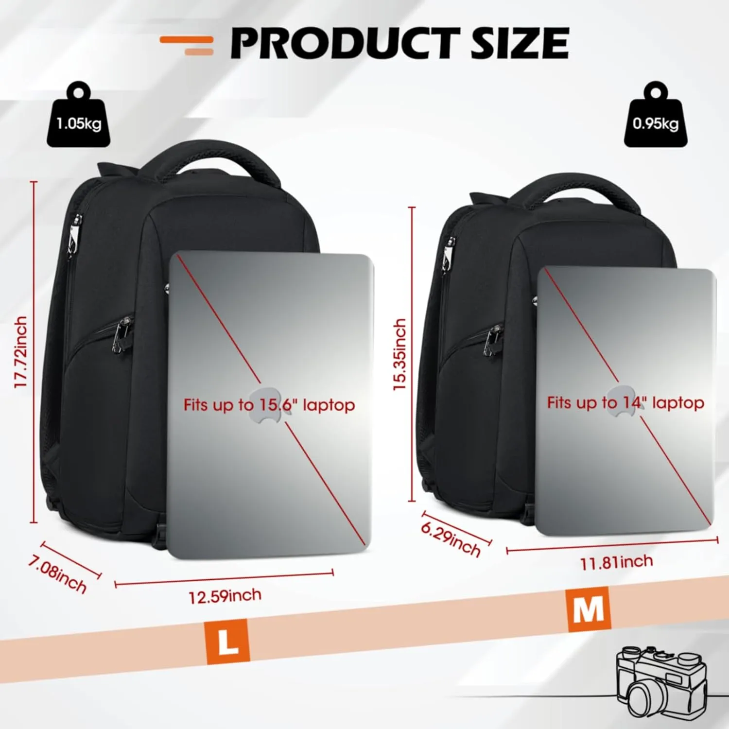 SDYSM Camera Bag Backpack Professional for DSLR SLR Mirrorless Camera Waterproof Laptop Back Pack 15.6 Inch with Rain Cover Anti Theft Travel Case Large Capacity Photography Backpack Black