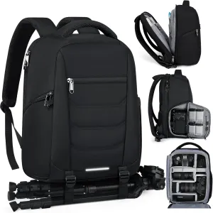 SDYSM Camera Bag Backpack Professional for DSLR SLR Mirrorless Camera Waterproof Laptop Back Pack 15.6 Inch with Rain Cover Anti Theft Travel Case Large Capacity Photography Backpack Black
