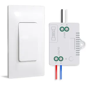 Self-Powered Wireless Light Switch and Receiver Kit, Kinetic Remote Control Wall Switch for Lights LED Lamps Ceiling Lighting Fixture Fans No Battery No WiFi Needed