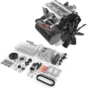SEMTO Engine Model Kit That Works for Adults, ST-NF2 7.0 Mini Engine Inline 2-Cylinder 4-Stroke Air-Cooled IC Engine Motor Science DIY Assembly Kit Toy for Engine Enthusiasts -Silver