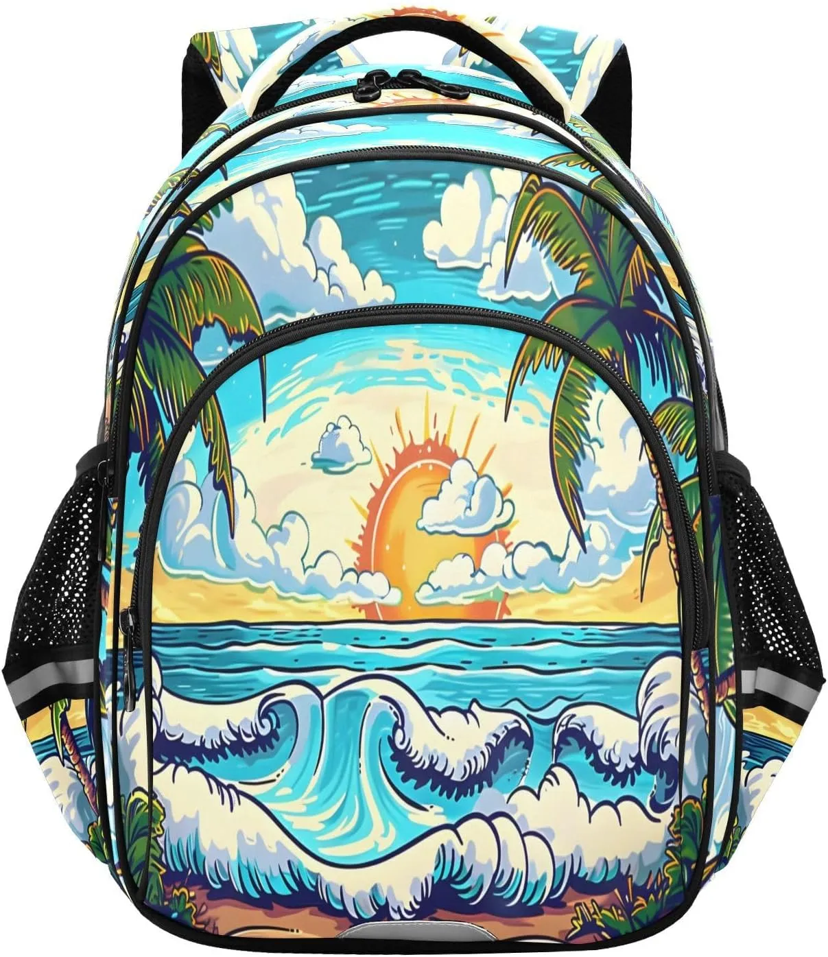 senya Backpack Toddler School Book Bag for Girls Boys Kids Travel Bag Cartoons Depict Palm Trees 8-14 Years Old