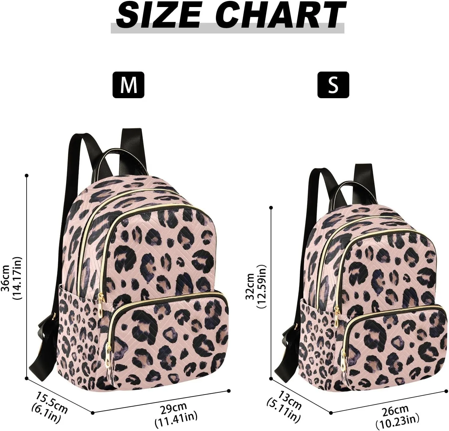 senya Pink Black Leopard Women Backpack Purse Travel Daypack Shoulder Bag