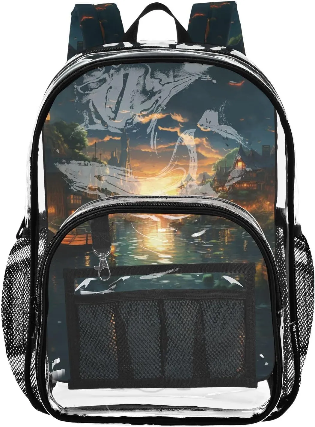 senya Transparent School Bag Candlelight Night View Travel Backpack With Water-Resistant PVC Plastic Clear Bagpack