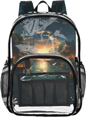 senya Transparent School Bag Candlelight Night View Travel Backpack With Water-Resistant PVC Plastic Clear Bagpack