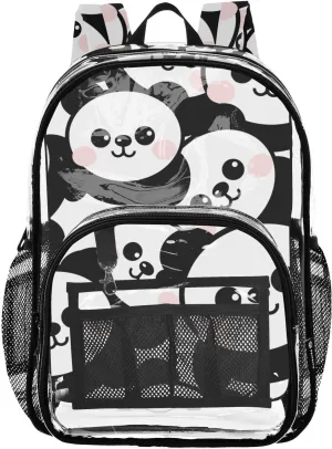 senya Transparent School Bag Shy Panda Travel Backpack With Water-Resistant PVC Plastic Clear Bagpack