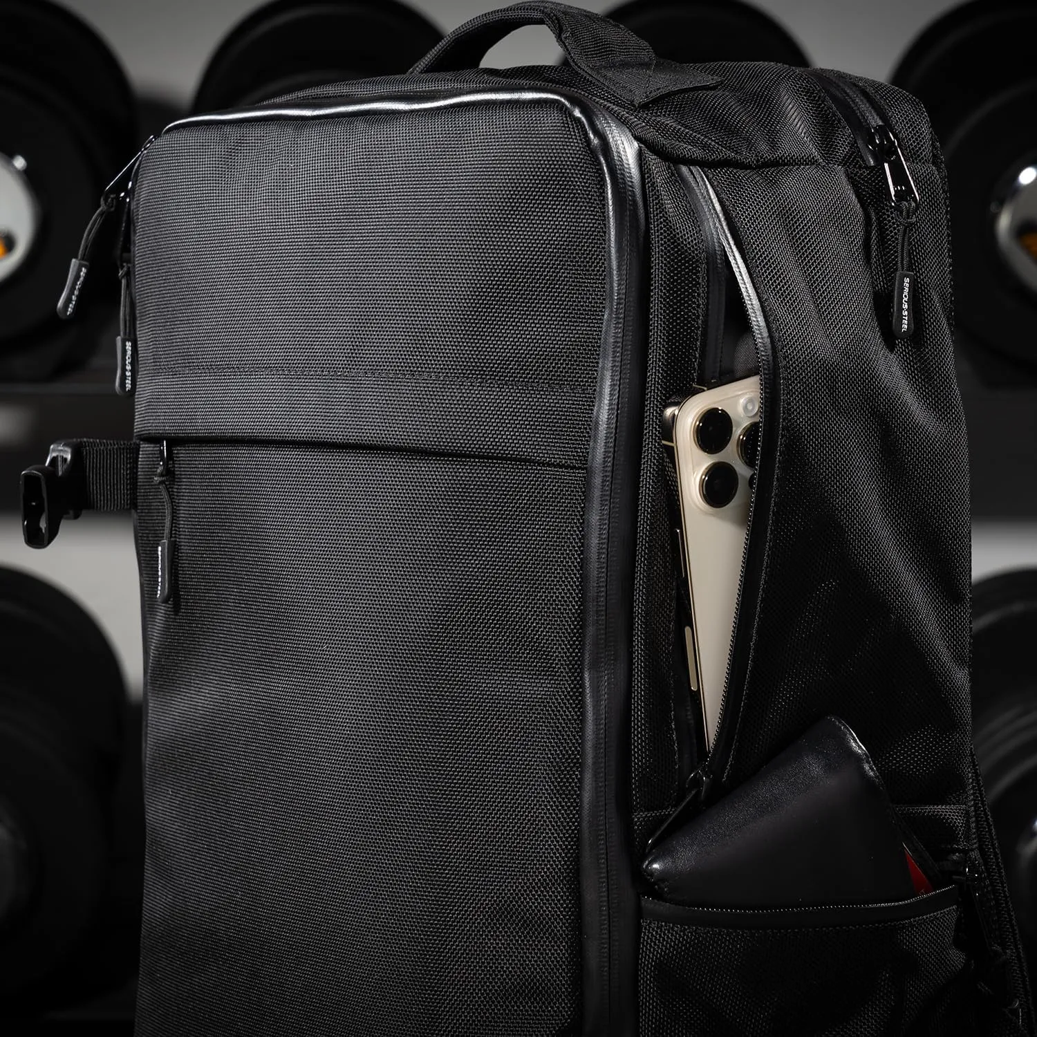 SERIOUS STEEL FITNESS Pro Backpack With Removable Dividers (1680D Nylon - Black)