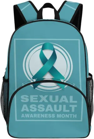 Sexual Assault Awareness Month Backpack for Worker Teacher Business Hiking Travel Bag Shoulders Bag