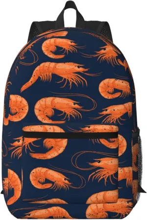 Shrimp Pattern Sea Food Backpack for Worker Business Hiking Travel Shoulders Bag Fashion Backpack