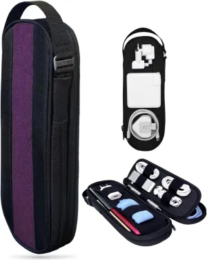 Side by Side Slim Tech Pouch. Electronics Organizer Travel Case for Cables & Cord. Laptop Charger Bag for MacBook Accessories & Backpack. Gift for Men & Women on Road Trips.