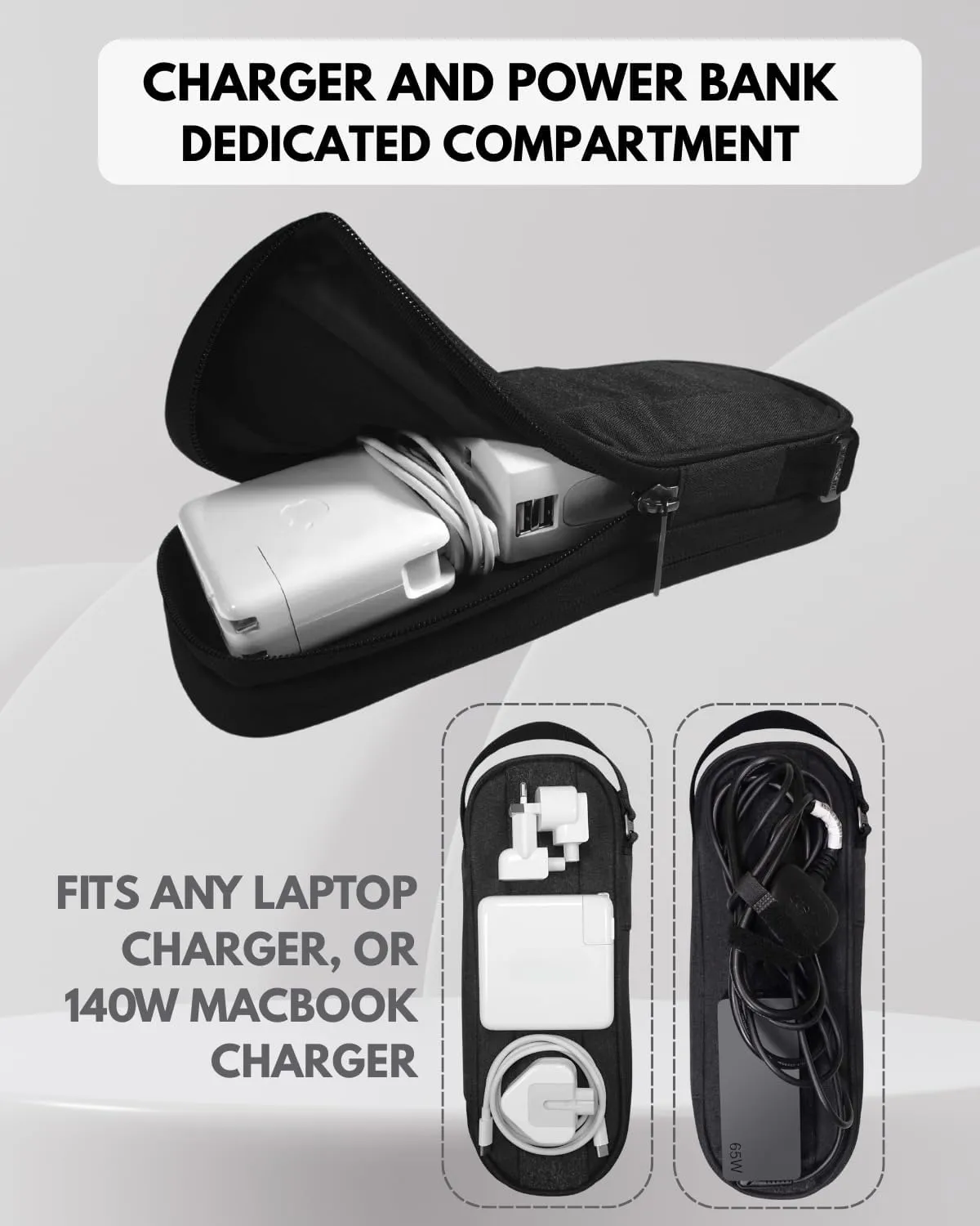Side by Side Slim Tech Pouch. Electronics Organizer Travel Case for Cables & Cord. Laptop Charger Bag for MacBook Accessories & Backpack. Gift for Men & Women on Road Trips.