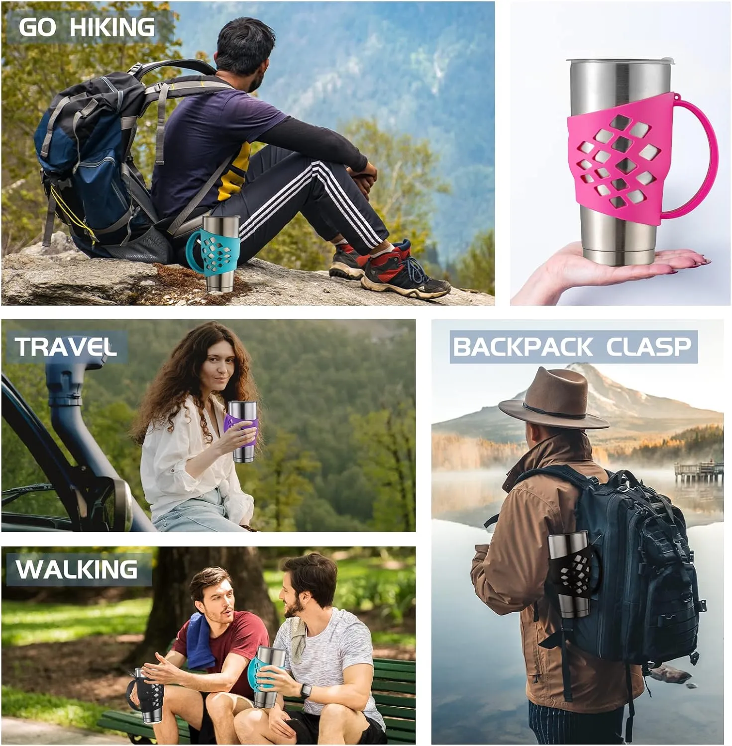 Silicone Sleeve for 30 oz Tumblers, Grip Holder for Yeti Rambler/RTIC/Corkcicle (Pink)