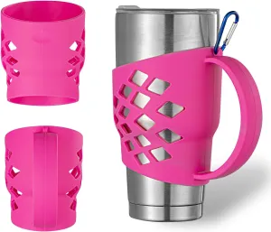 Silicone Sleeve for 30 oz Tumblers, Grip Holder for Yeti Rambler/RTIC/Corkcicle (Pink)