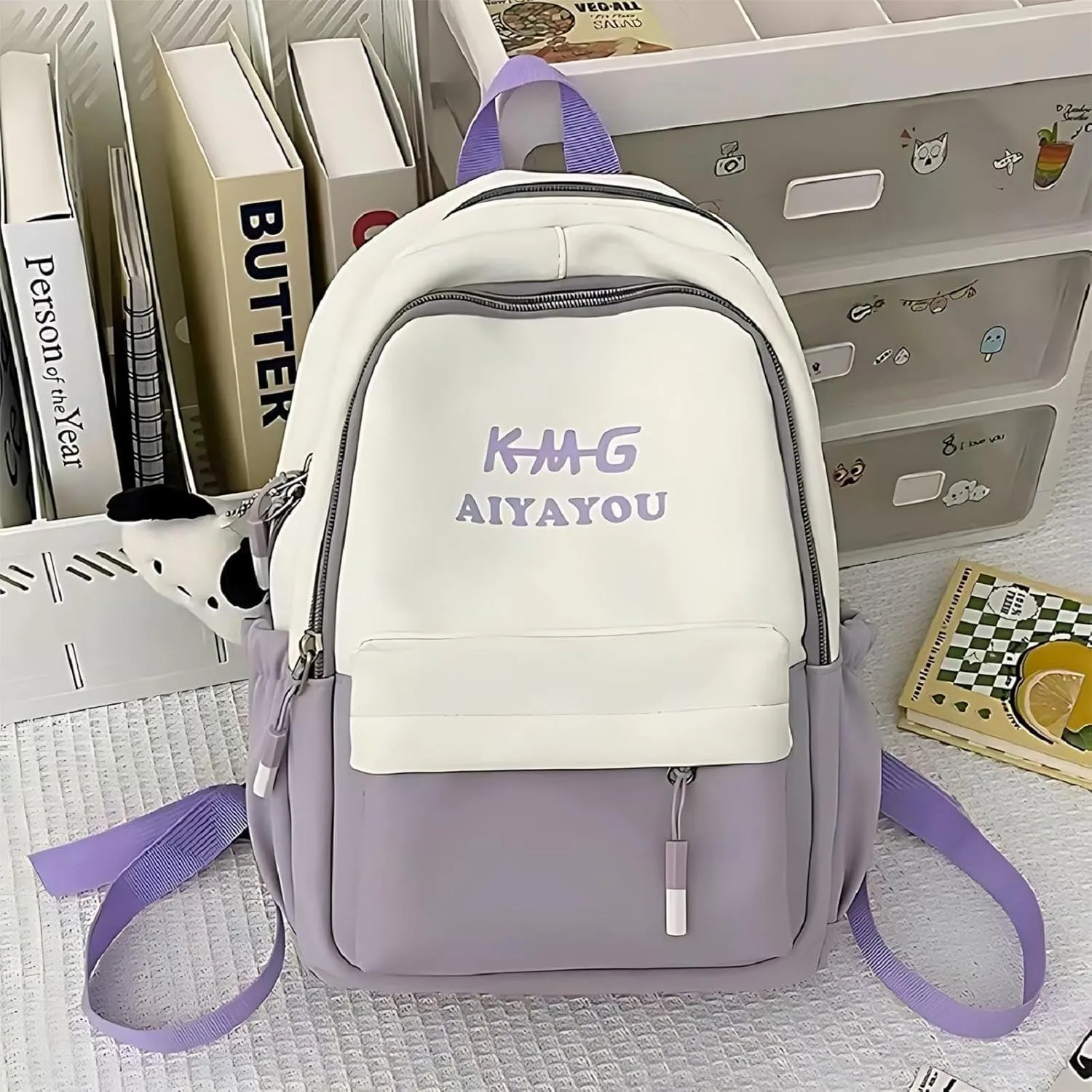Simple Backpack for Womens, 13'' Laptop Work Business Roomy Backbag, Water Resistant Casual Daypack, Purple, One Size