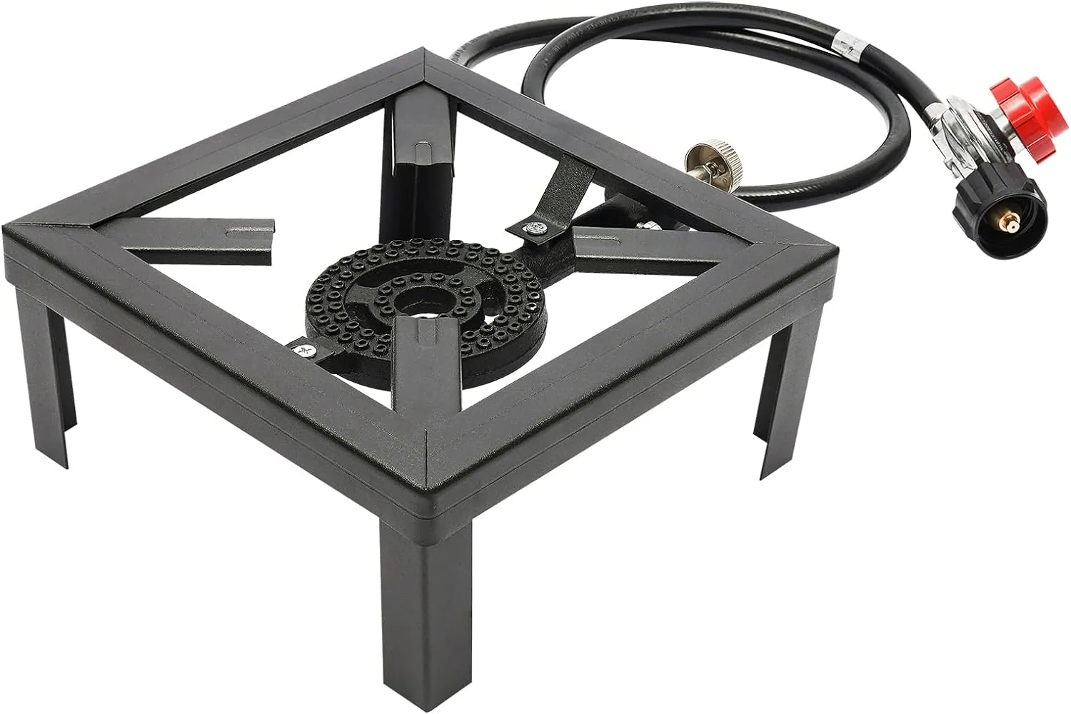 Single Propane Burner, Outdoor Gas Stove Propane Cooker with Adjustable 0-20Psi Regulator Hose, Portable Propane Stove for Camping, Picnics, Hiking, Barbecues, Stir-Frying, Boiling, Steaming (Black)