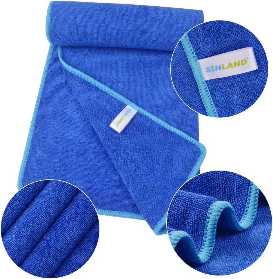 SINLAND Microfiber Gym Towels Sports Fitness Workout Sweat Towel Super Soft and Absorbent 3 Pack 16 Inch X 32 Inch