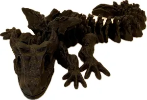 Skeleton Dragon Figurine - 8.5 Inch Articulated Model | Multiple Color Options | Gothic Fantasy Decor | Handcrafted Dragon Skeleton Collectible fun (Black)