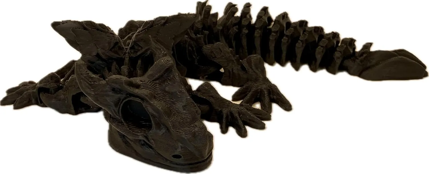 Skeleton Dragon Figurine - 8.5 Inch Articulated Model | Multiple Color Options | Gothic Fantasy Decor | Handcrafted Dragon Skeleton Collectible fun (Black)