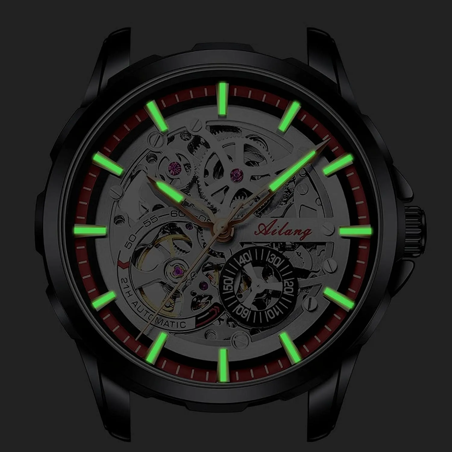 Skeleton Watches for Men with Steampunk Automatic Mechanical Wristwatch