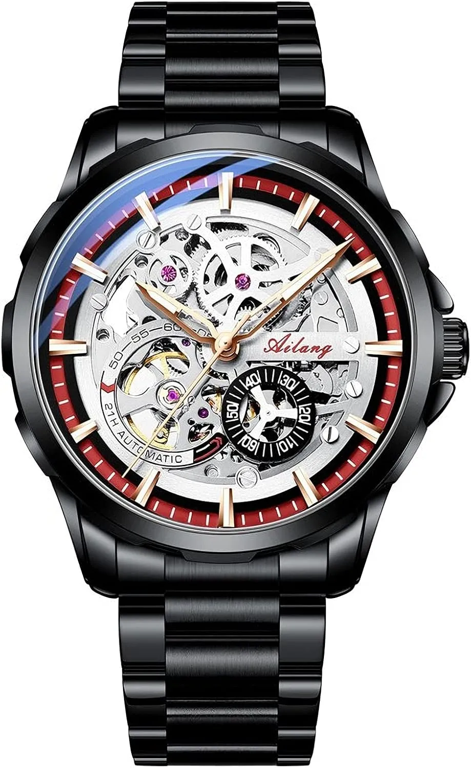 Skeleton Watches for Men with Steampunk Automatic Mechanical Wristwatch