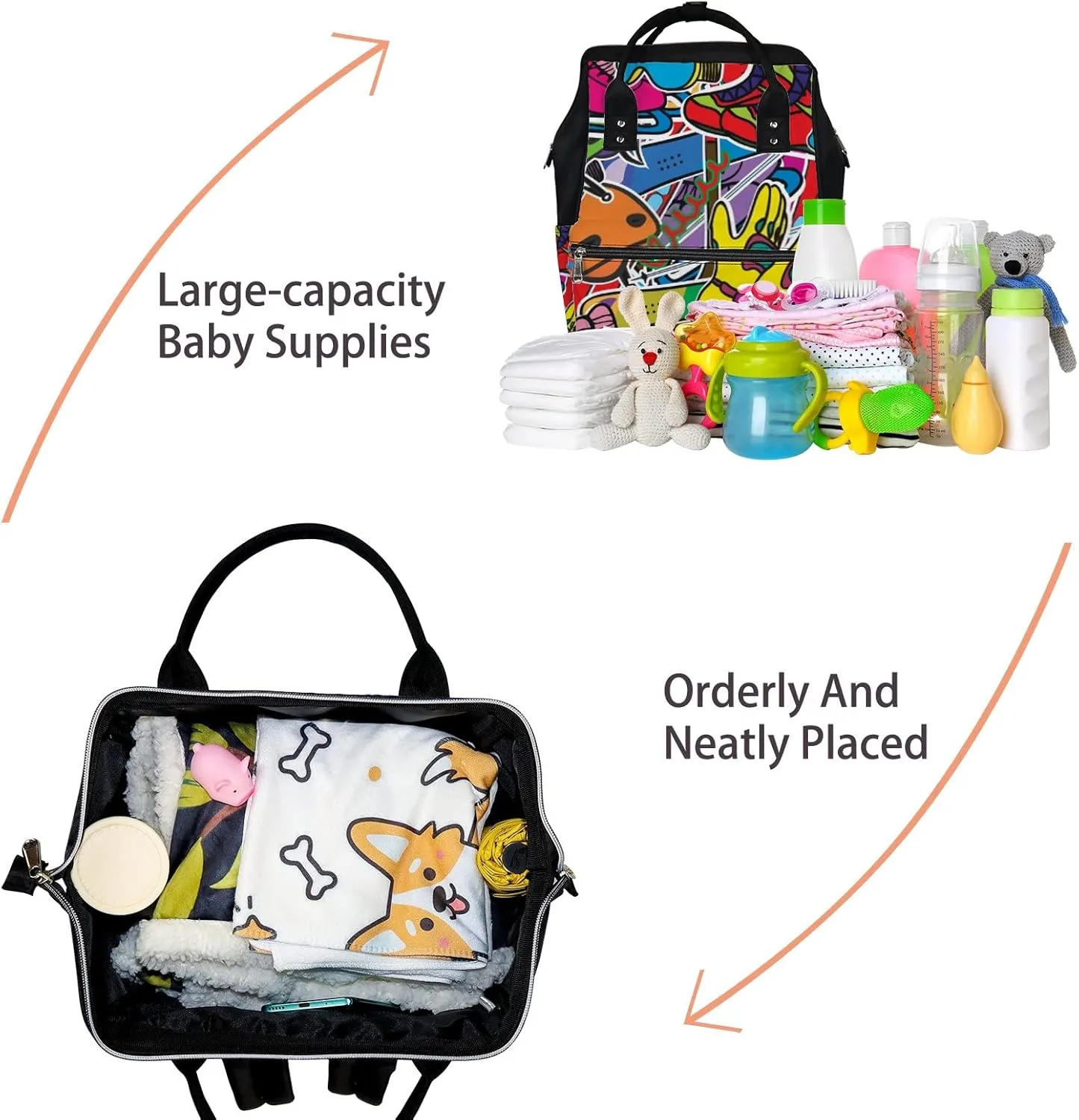 Skiing Elements Diaper Bag Backpack Waterproof Backpack Baby Nappy Changing Bag for Travel Large Capacity Durable and Stylish for Woman