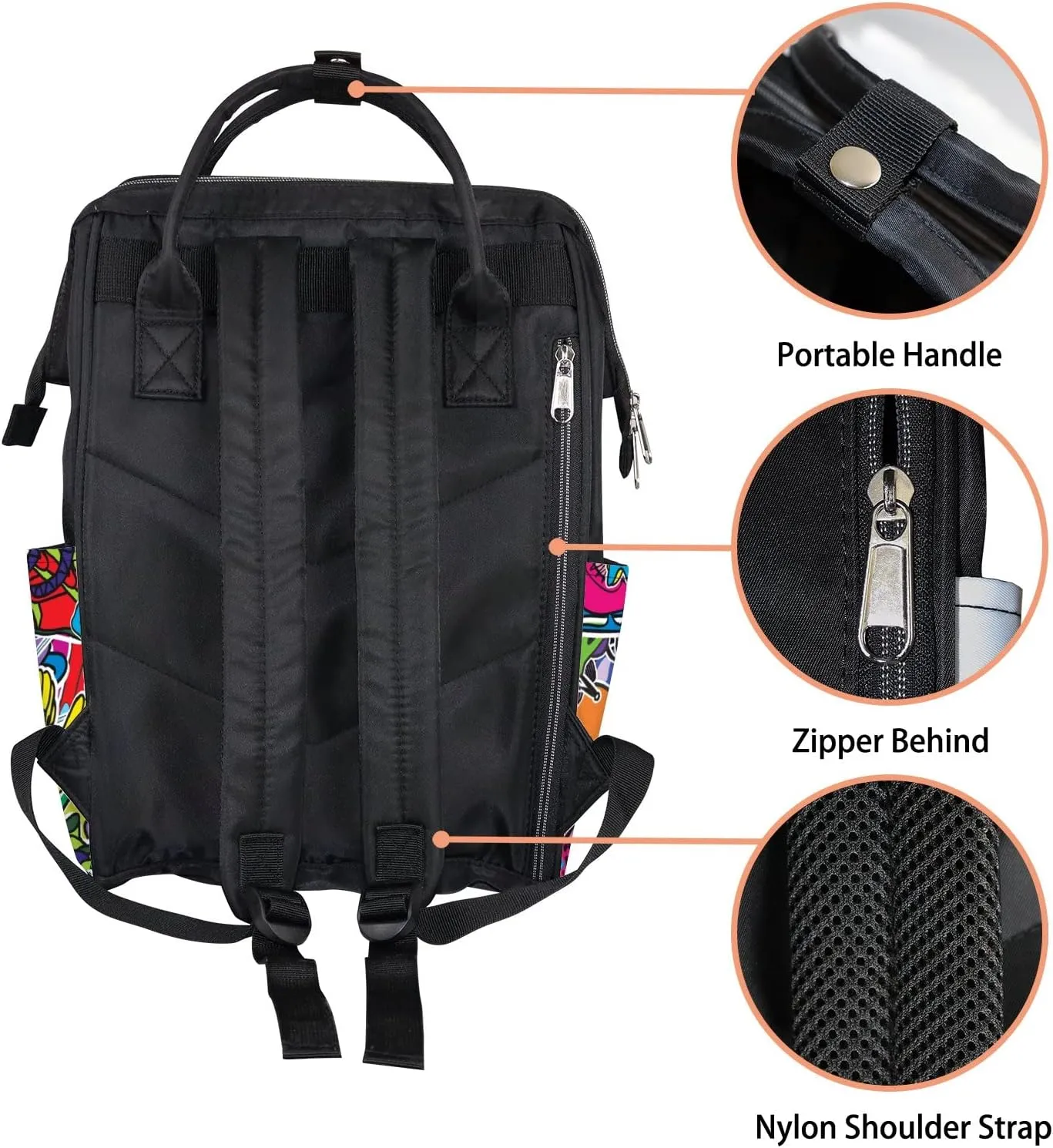 Skiing Elements Diaper Bag Backpack Waterproof Backpack Baby Nappy Changing Bag for Travel Large Capacity Durable and Stylish for Woman