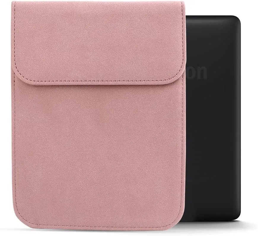 Sleeve Bag Suede Leather for 6.8" Kindle Paperwhite 11th Generation 2021 Released, Portable Water Repellent Protective Case (Pink)