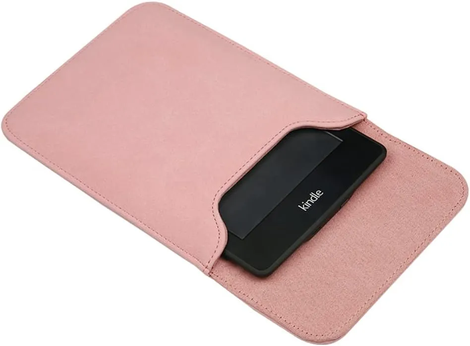 Sleeve Bag Suede Leather for 6.8" Kindle Paperwhite 11th Generation 2021 Released, Portable Water Repellent Protective Case (Pink)