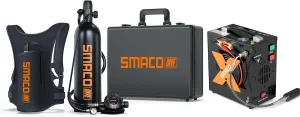 SMACO Mini Scuba Tank 1.9L Capacity Diving Oxygen Tank up to 30 Minutes Underwater Breathing Small Scuba Tank Kit with Portable Box S700 Scuba Cylinder for Underwater Entertainment/Diving Work
