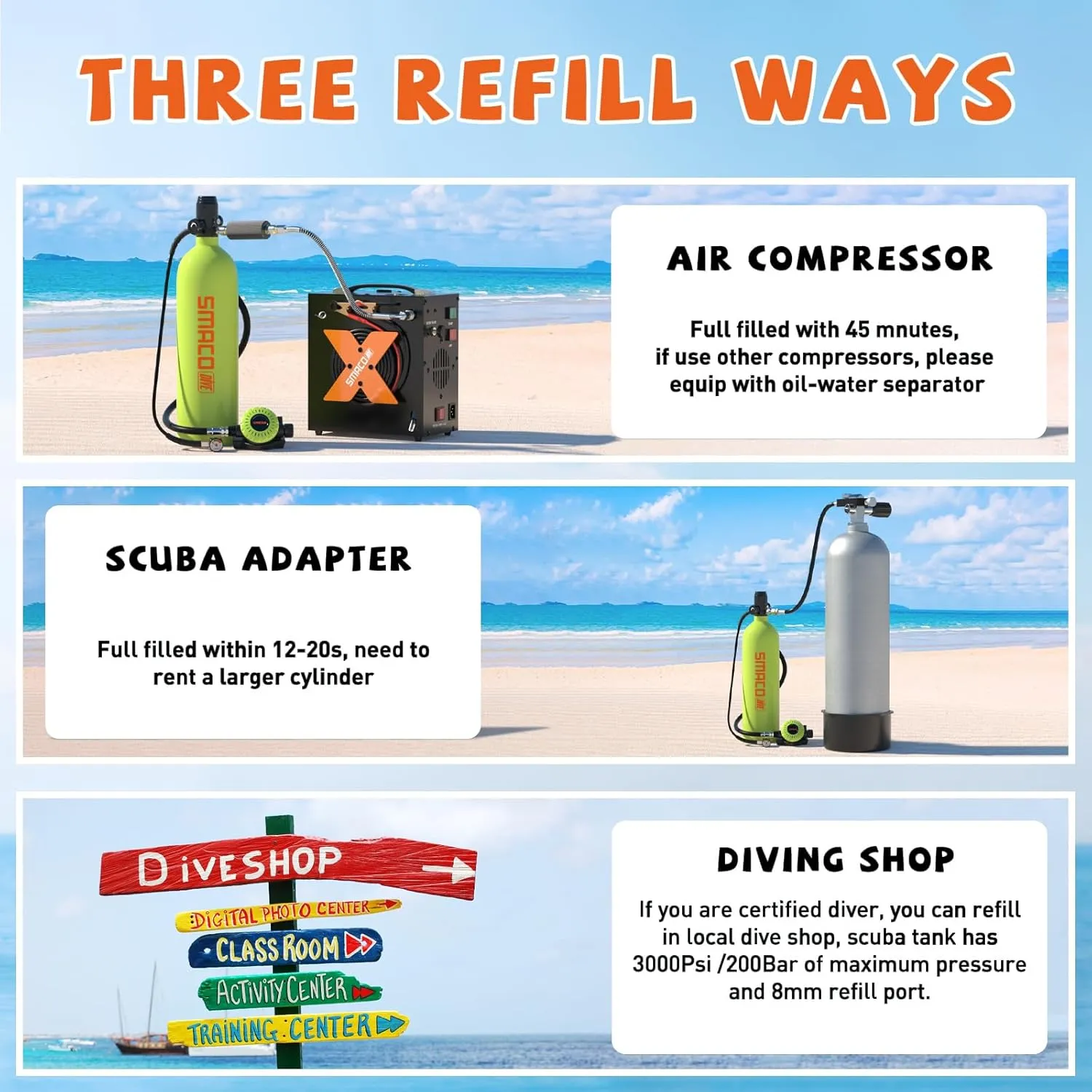 SMACO Mini Scuba Tank 1.9L Capacity Diving Oxygen Tank up to 30 Minutes Underwater Breathing Small Scuba Tank Kit with Portable Box S700 Scuba Cylinder for Underwater Entertainment/Diving Work