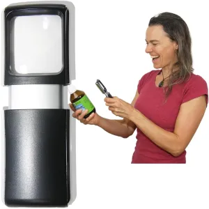 Small-Magnifying-Glass with LED-Light 3X Lighted-Pocket EasY Magnifier -Hand Held Lighted Magnify Glasses for Close Work Reading Books Pill Bottles; Mini Lens for Visually Impaired A Low Vision Aid