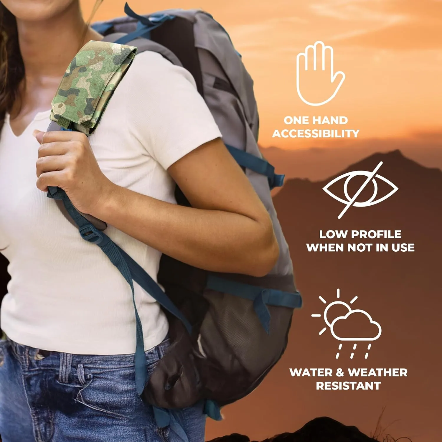 Smartphone Strap Pack - Backpack Shoulder Strap Pocket (Multicam) - Backpack Attachment for Hunters, Hikers and Travelers