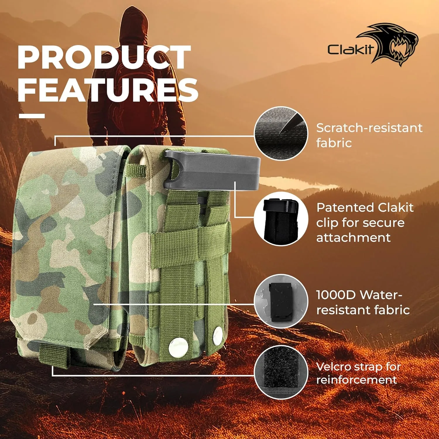 Smartphone Strap Pack - Backpack Shoulder Strap Pocket (Multicam) - Backpack Attachment for Hunters, Hikers and Travelers