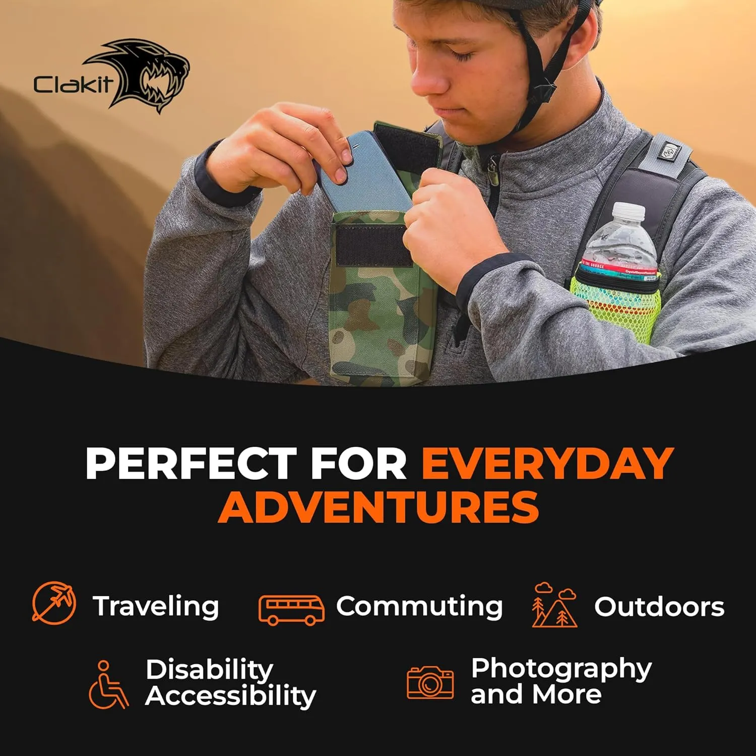 Smartphone Strap Pack - Backpack Shoulder Strap Pocket (Multicam) - Backpack Attachment for Hunters, Hikers and Travelers