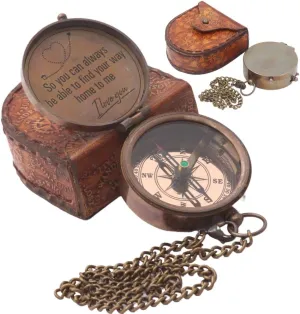 So You Can Always Find Your Way Back Home, Brass Compass Engraved Gifts for Men, Bronze Gifts for Men, Romantic Gifts for Him/Her, Keepsake Gifts for Husband, Personalized Gifts for Men