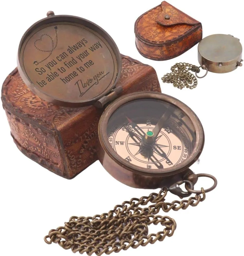 So You Can Always Find Your Way Back Home, Brass Compass Engraved Gifts for Men, Bronze Gifts for Men, Romantic Gifts for Him/Her, Keepsake Gifts for Husband, Personalized Gifts for Men