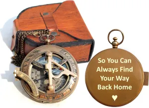 So You Can Always Find Your Way Back Home Brass Compass Hiking Backpacking Navigation Compass Sundail Compass Hiking Survival Antique Brass Sundial Clock Best Gift for Father