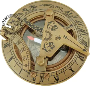 Solid Brass Antique 2.5 Inch Sundial Compass Great Antique for Outdoor Activities Camping Hiking (QTGV)