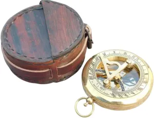 Solid Brass Personalized Compass – Custom Engraving with Wooden Box for Men, Handmade Gift Idea