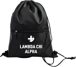 Sorority Shop Lambda Chi Alpha Fraternity Black Drawstring Backpack, Sports Bag, Travel Carryall