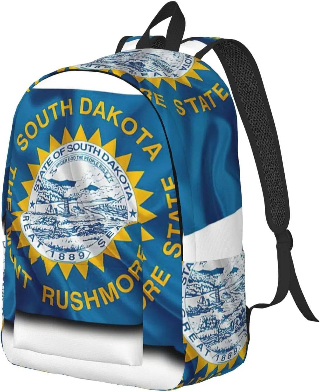 South Dakota Flag Map Print Stylish Canvas Backpack,Travel Backpack With Pockets,For Hiking And Daily Use