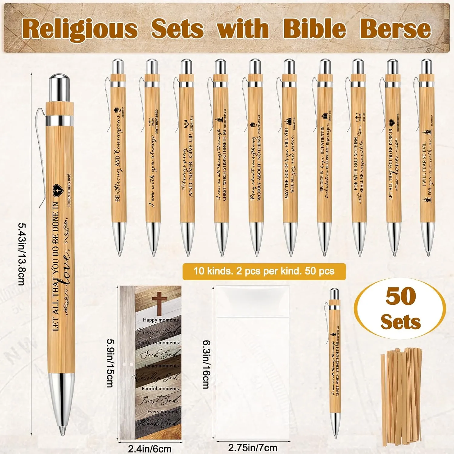 Spakon Christian Gifts for Father's Day Bulk Bible Verse Compass Pen Engraved Inspirational Compass with Religious Bookmarks Church Welcome Gifts for Men Christian Sunday School