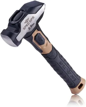 Spec Ops Tools Blacksmith Hammer, 2.5 lb Sledge hammer with Bi-Material Shock Absorbing & Vibration Dampening Handle, 3% Donated to Veterans, Black/Tan