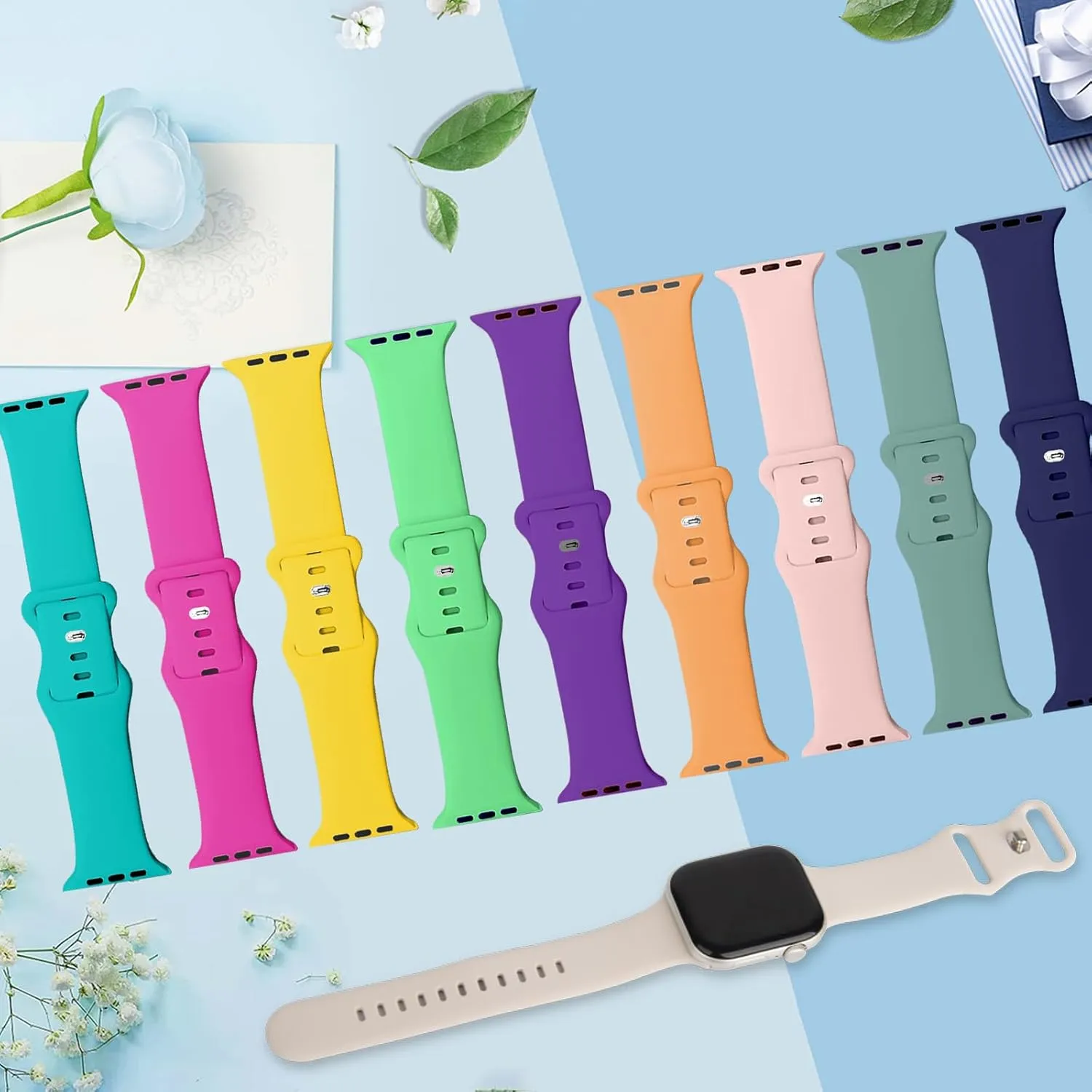 Sport Band Compatible for Apple Watch Band 38mm 40mm 41mm 42mm 44mm 45mm 46mm 49mm Women Men, Soft Silicone Strap with Storage Organizer for iWatch Bands Series 10 9 8 7 6 5 4 3 2 1 SE Ultra