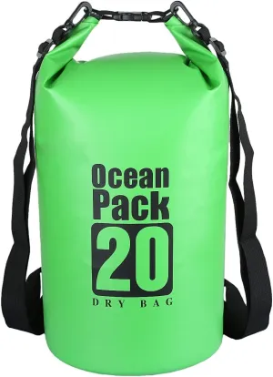 Sportmusies Waterproof Dry Bag - Roll Top Dry Compression Sack Keeps Gear Dry for Kayaking, Beach, Rafting, Boating, Hiking, Camping and Fishing (20L, Green)
